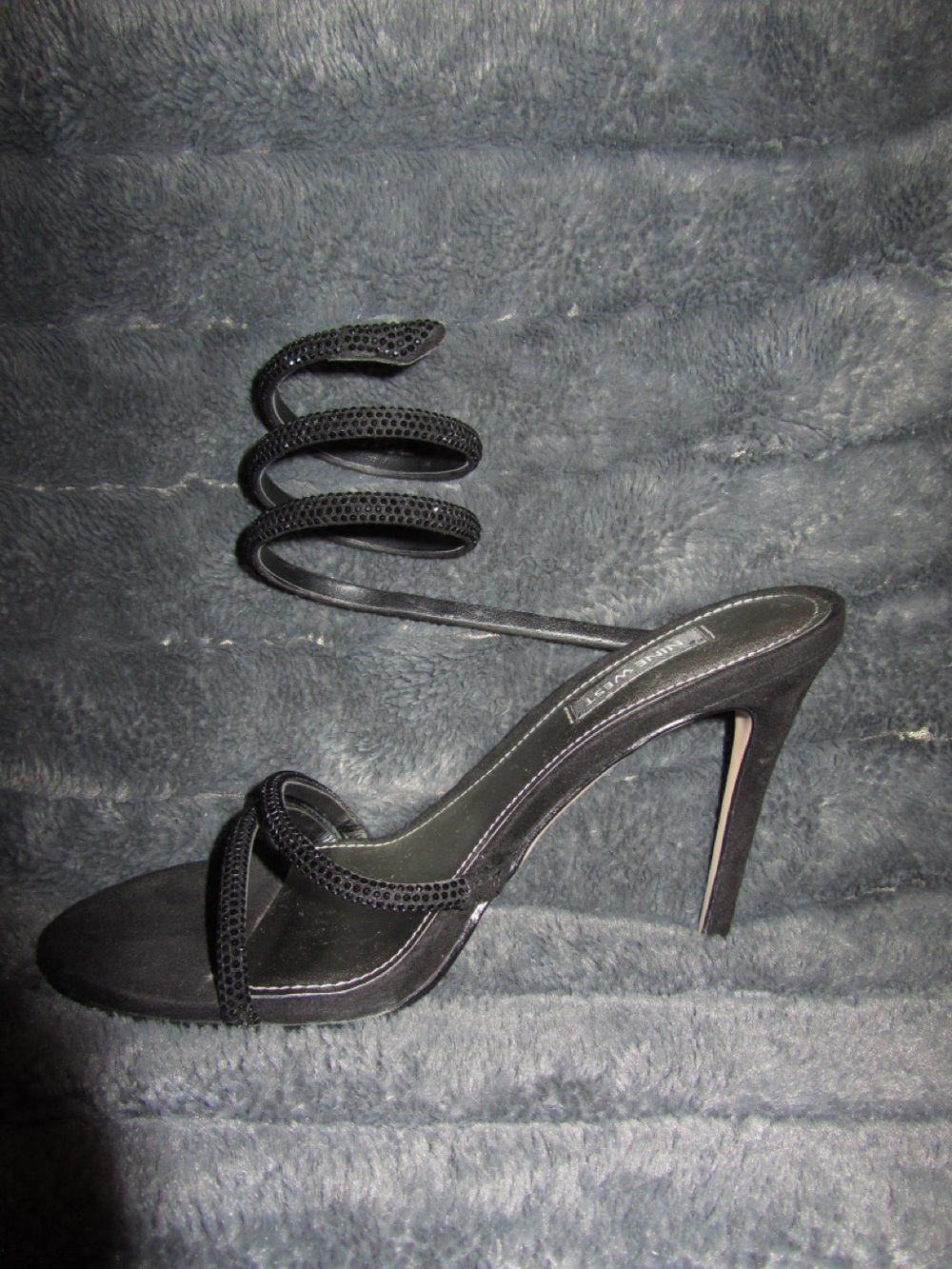 Nine West Black Spiral Wrap Stiletto Heels